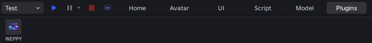 WEPPY-Schaltfläche im Roblox Studio Plugins-Tab