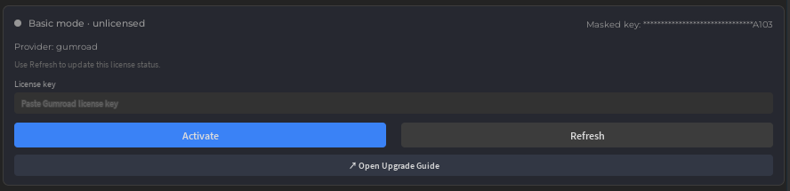 WEPPY Plugin Lizenz-Aktivierungsbildschirm