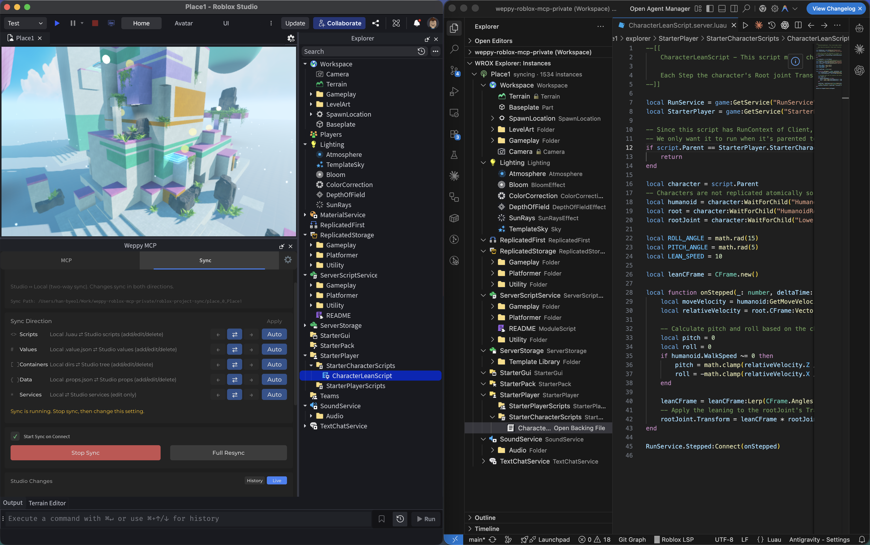 Sync-Workflow — Studio und lokale Dateien werden in Echtzeit synchronisiert
